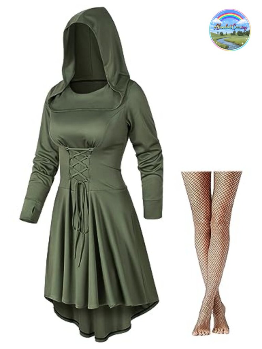 Medieval Renaissance Hooded Robe Cloak Dress Cosplay Costume Set